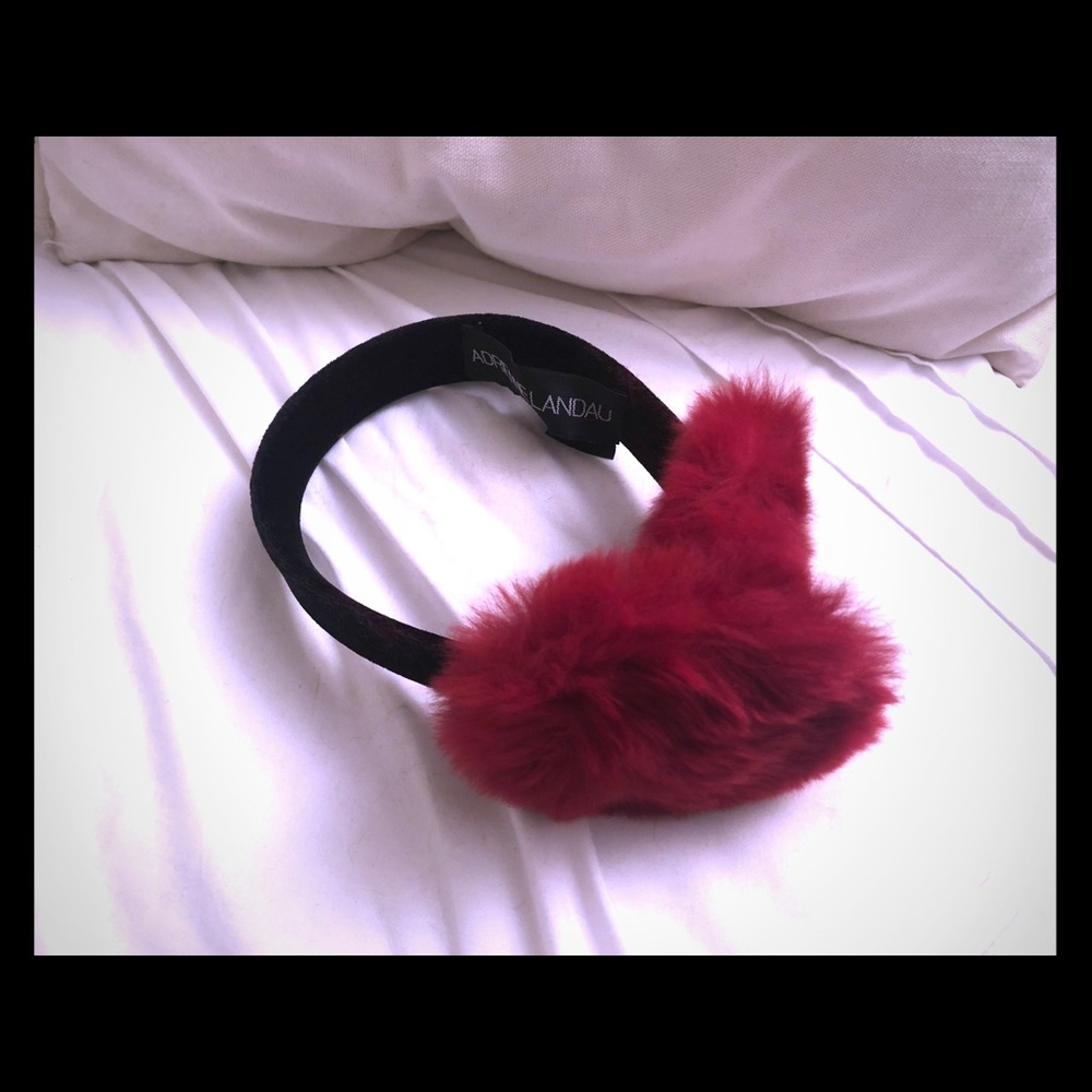 Adrienne Landau Rabbit Fur and Velvet Earmuffs